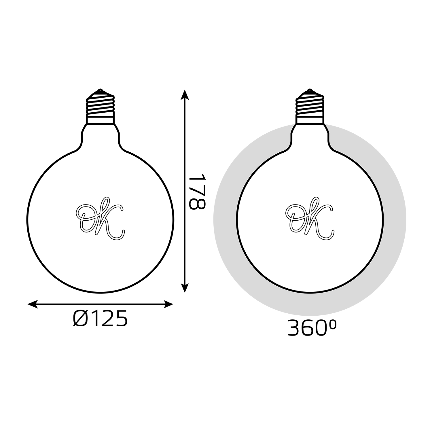Лампа Black Filament Words Шар