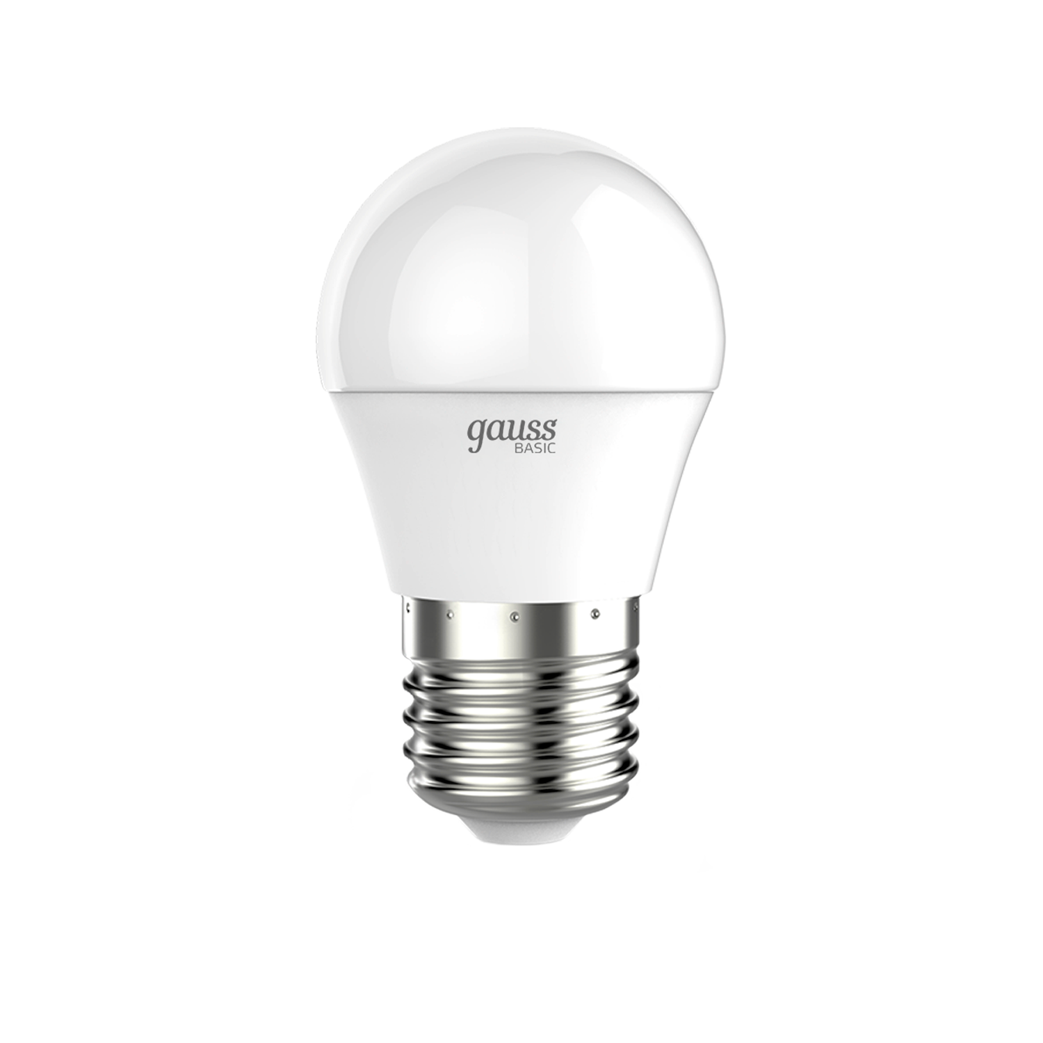 Лампа Gauss Basic Шар 5,5W 470lm 3000K E27 LED 1/10/100 - фото 2 Лампа Gauss Basic Шар 5,5W 470lm 3000K E27 LED 1/10/100