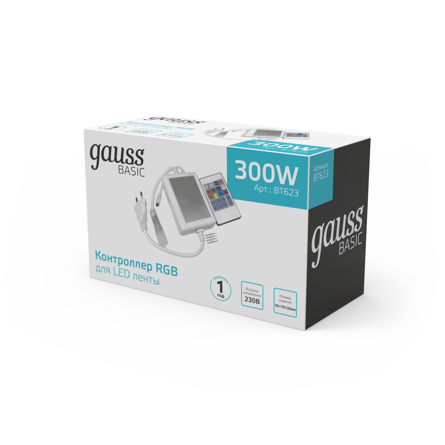 Контроллер RGB Gauss Basic для ленты LED 220V 300W IP44 1/50